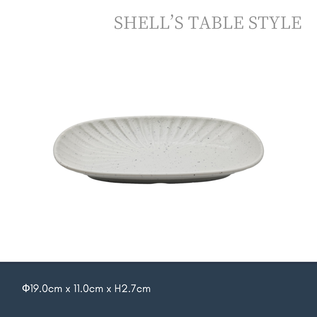 Đĩa sâu hình bầu dục melamine 19cm lượn sóng, màu trắng